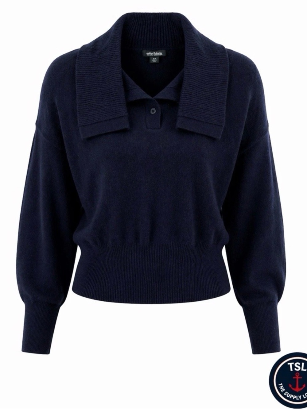 Wild Fable Navy Cropped Sweater Shawl Collar Polo Women’s XL NWT